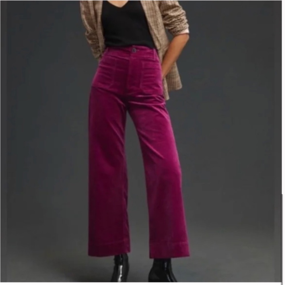 Magenta Corduroy Colette Pants - Cropped